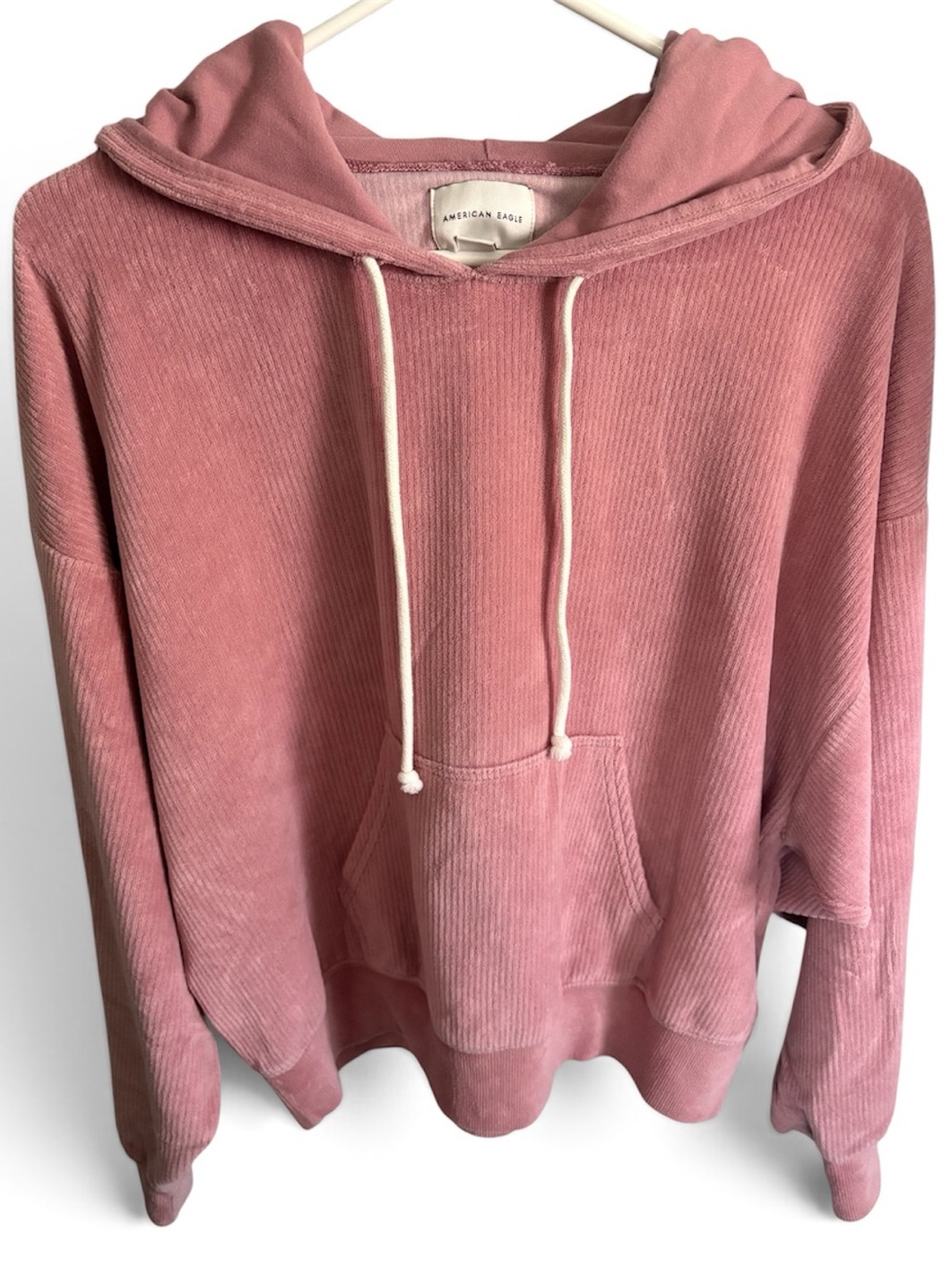 American Eagle Outfitters Women’s Medium Dusty Pink Corduroy Ribbed Hoodie
